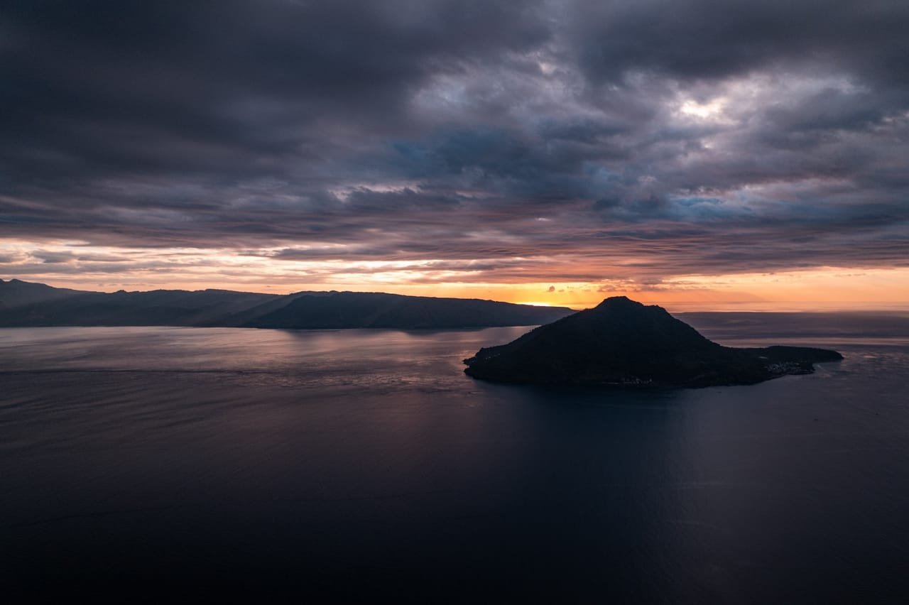 The Pantar Strait at dusk, looking out from Alor