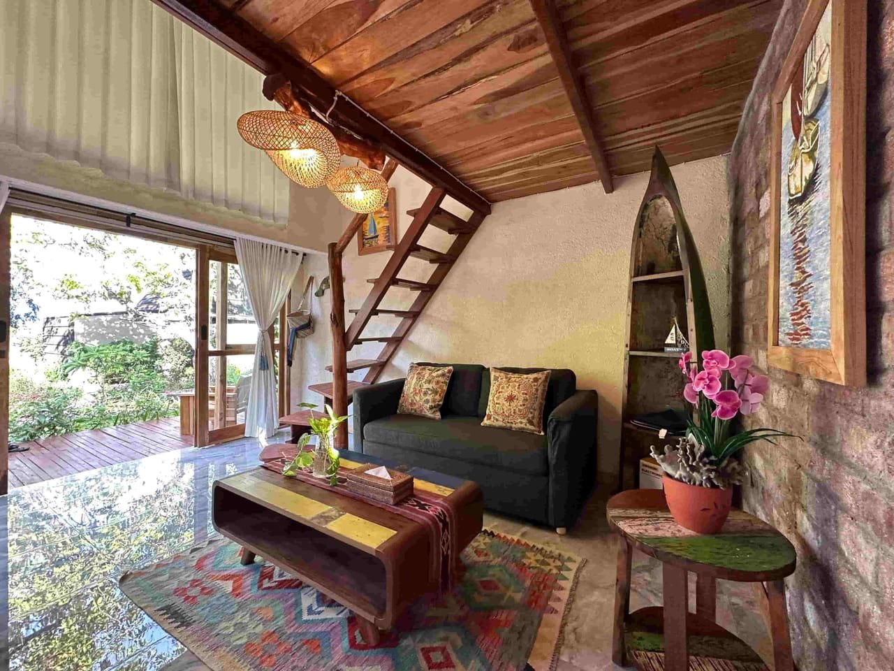 Loft Suite sofa and hand-built wooden ladder to the mezzanine