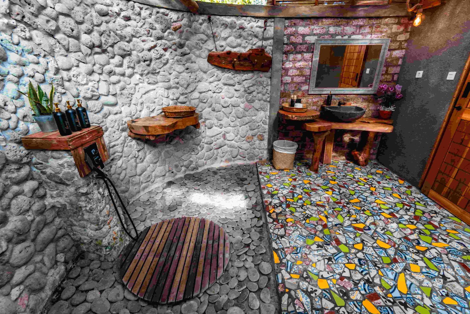 The villa bathroom with hot water shower