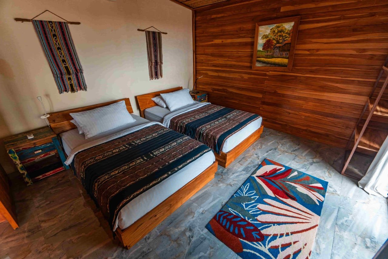 Ground-floor twin bedroom opening onto the terrace and plunge pool